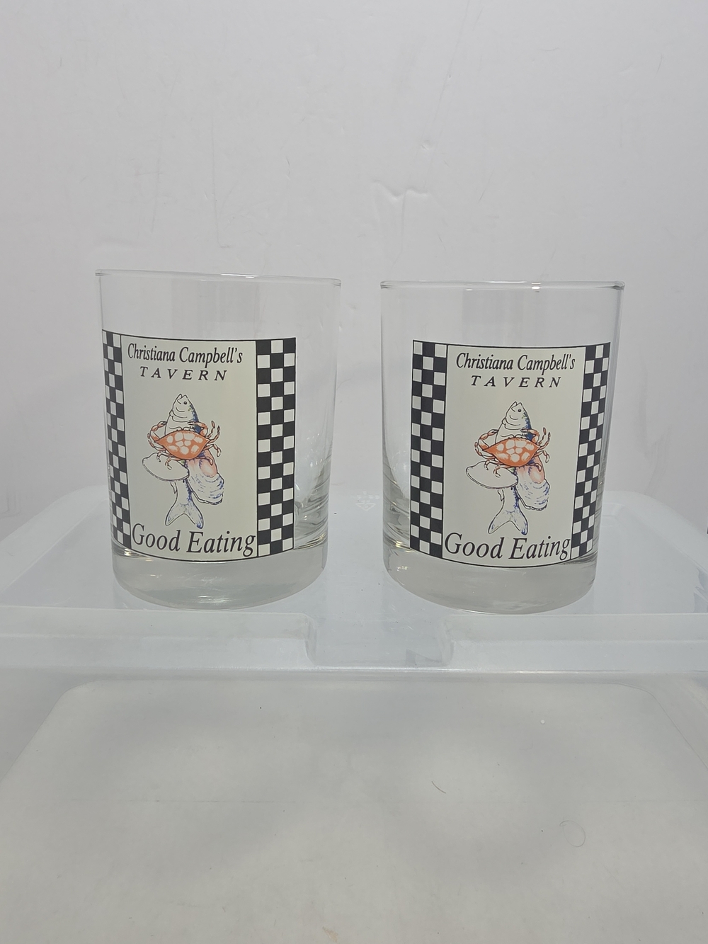 Set of 2 Colonial Williamsburg Christiana Campbell's Tavern Rocks Glasses (A4)